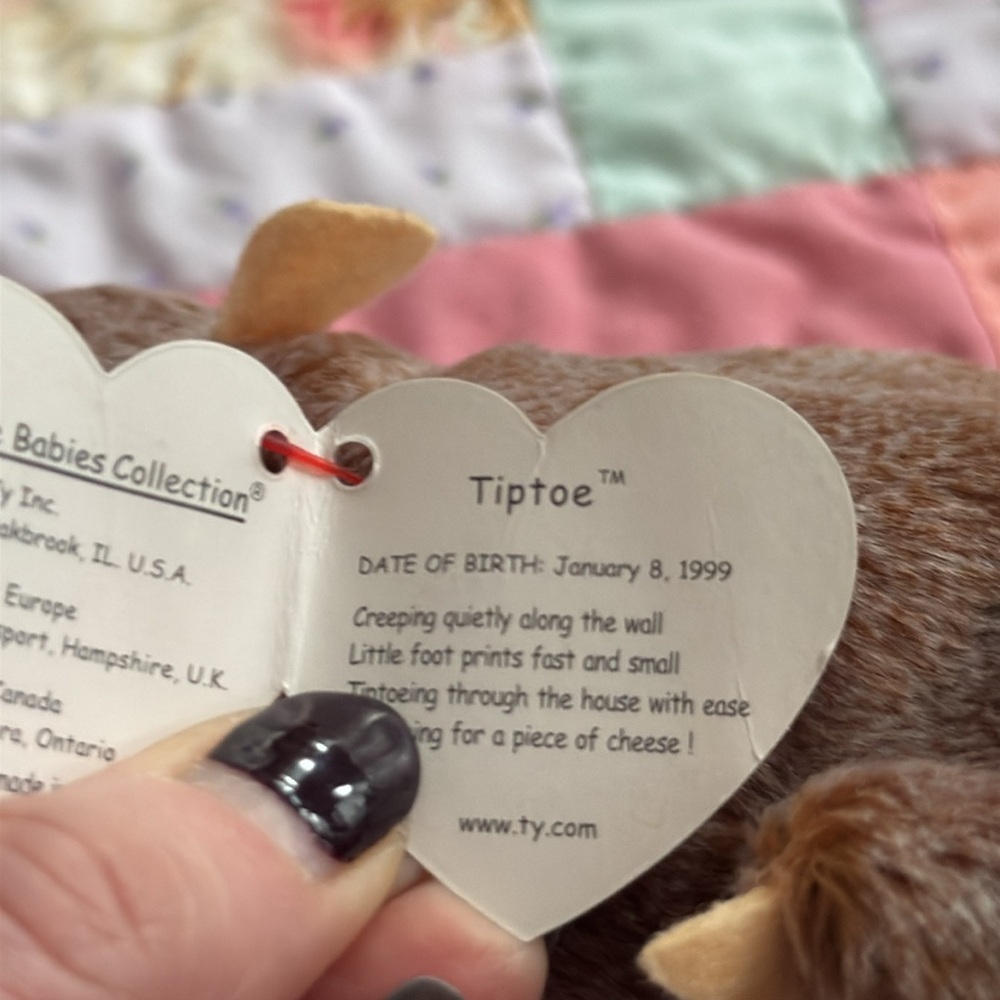 Vintage Ty Beanie Baby TIPTOE the RAT 1999 Collectible - Picture 5 of 7